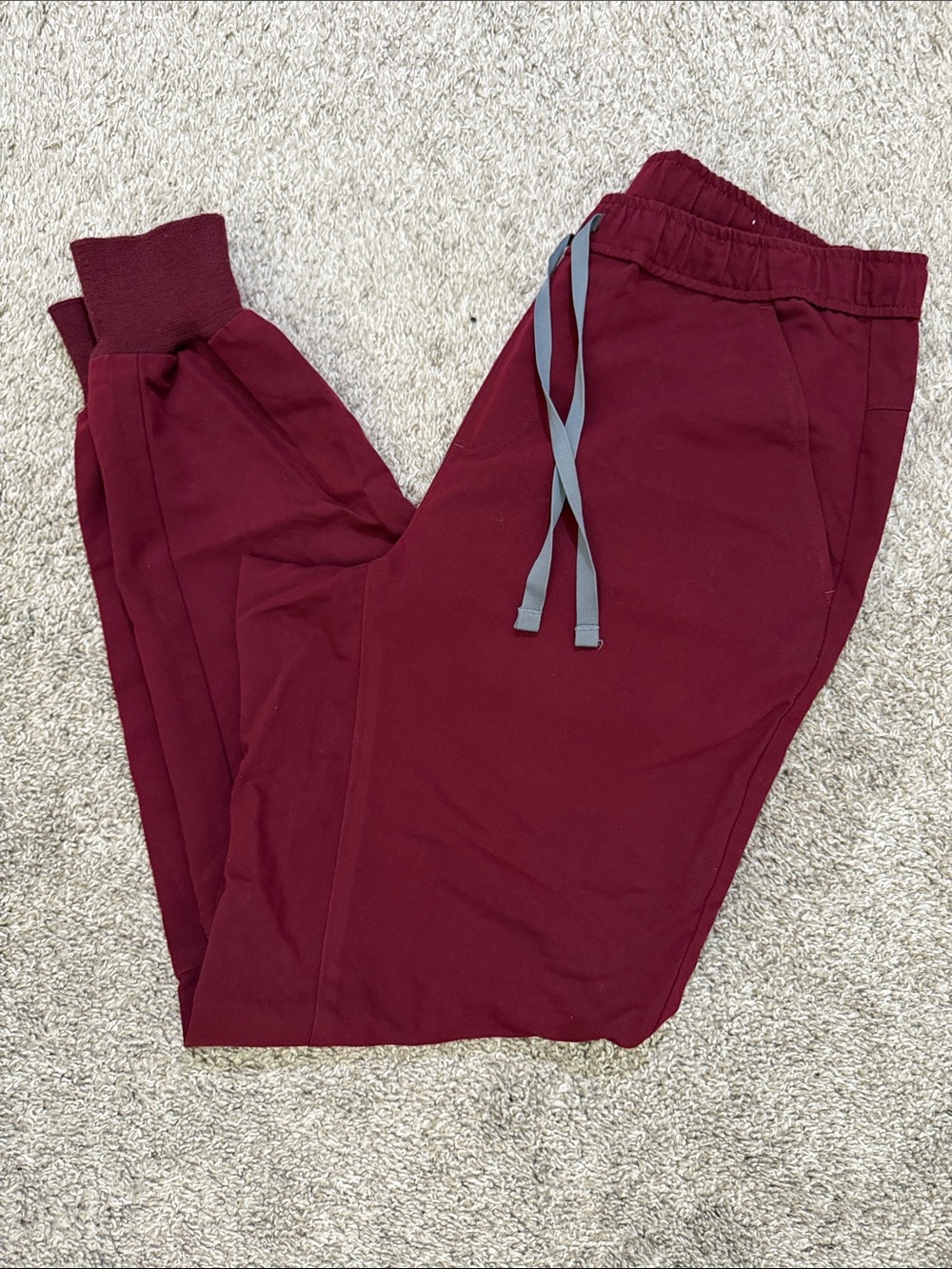 Figs Maroon Men's Jogger pants with Gray Drawstring